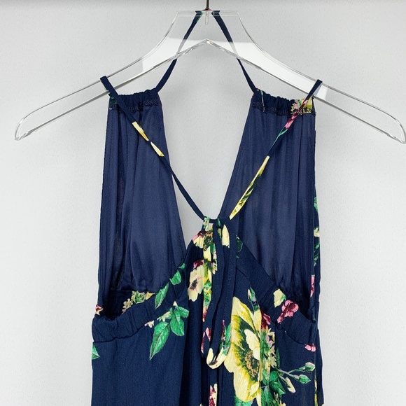 Navy Floral Print Strappy Open Back Maxi D… - Picture 6 of 9
